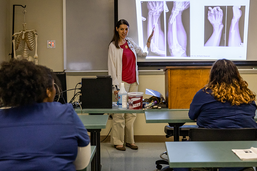 An FDTC Professor teaching a radiology class.